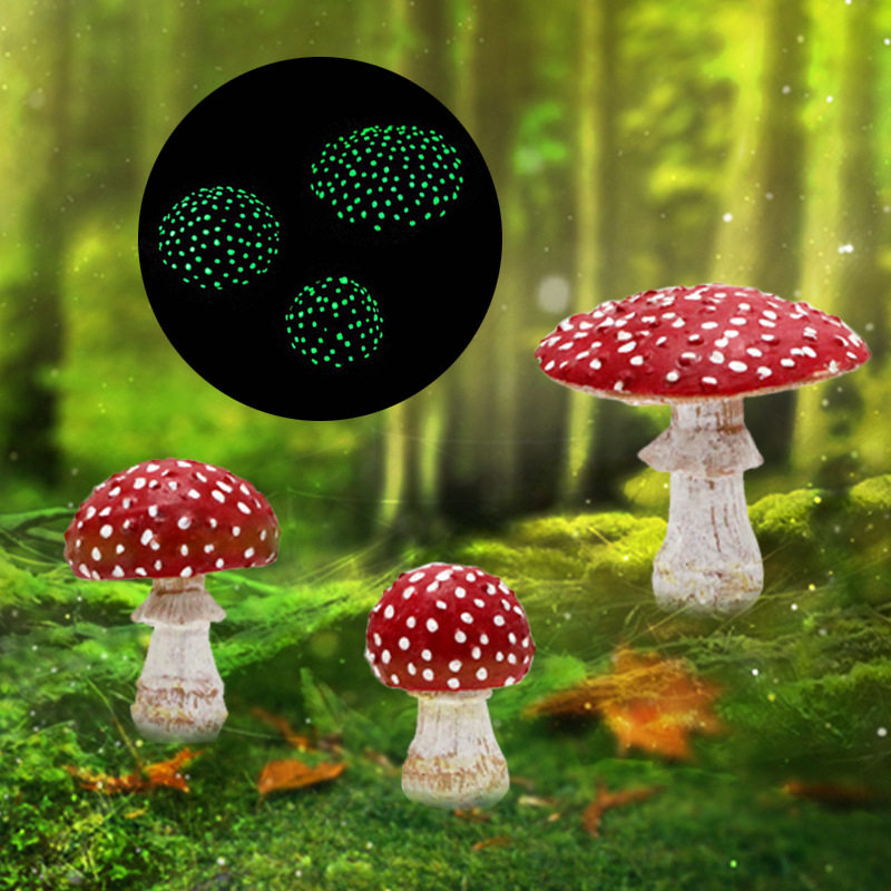 户外创意夜光蘑菇别墅花园布置庭院阳台景观园艺装饰盆栽装饰摆件
