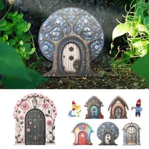 新款庭院童话门精灵门花园木质装饰品户外装饰木制工艺品小门