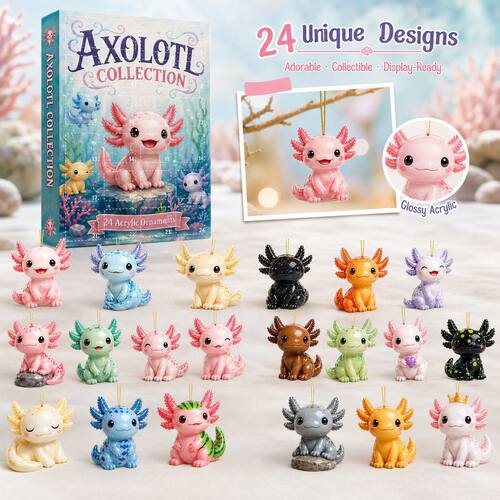 跨境 Advent Calendar 圣诞降临日历 六角恐龙 Axolotl 挂件盲盒