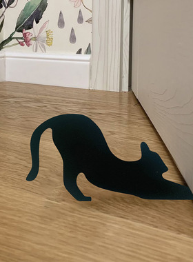 万圣节 新款创意黑色猫咪门挡 家居地面木质工艺品黑猫摆件