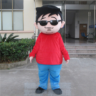 定做动漫墨镜盲瞎子坏男孩表演道具黑老大卡通人偶衣服装巡演服布