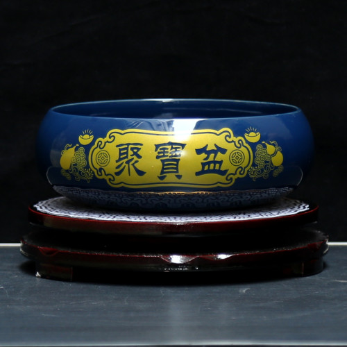 陶瓷聚宝盆风水摆件开业乔迁摆台玄关转运生意兴隆法器居家装饰品
