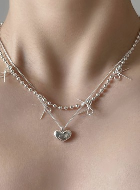 OASIS 银色情人结简约爱心吊坠叠戴百搭高级感锁骨链项链