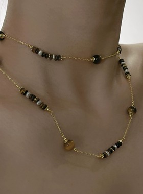 OASIS 木韵灵眸虎眼石长款毛衣链多种戴法百搭秋冬美拉德项链串珠