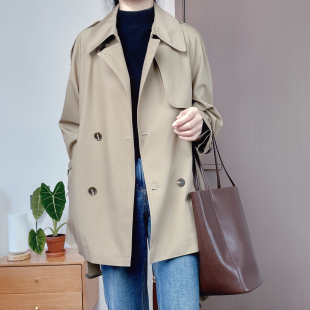 双排扣中长款 纯色韩版 风衣 女 大衣外套 熙熙精选 显瘦时尚 25新款