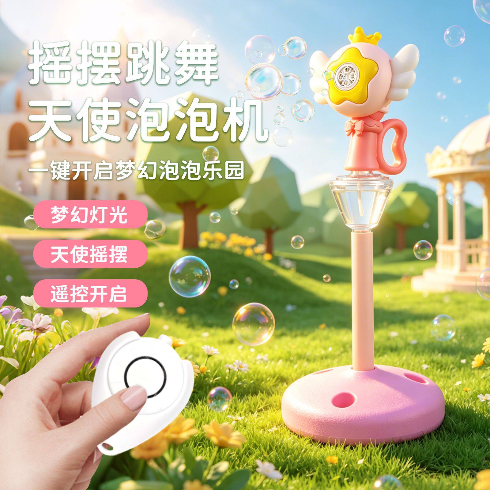 遥控天使路灯泡泡机电动全自动灯光摇摆吹泡泡户外婚礼立式泡泡机