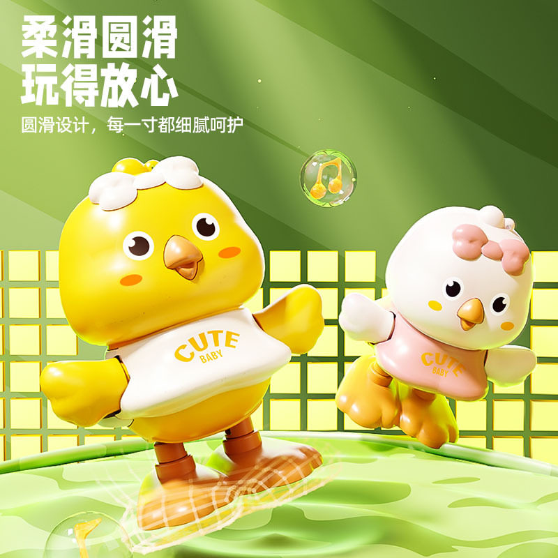 儿童益智上链发条翻斗跳跳鸡移动上链发条亲子互动宝宝玩具