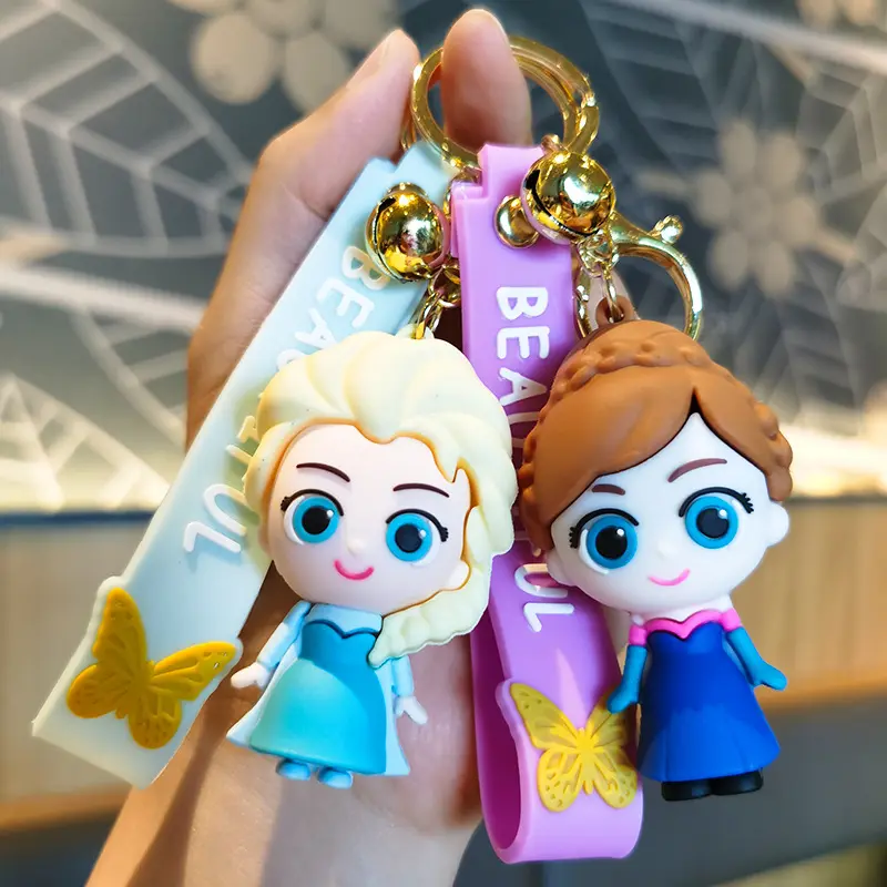 冰雪奇缘艾莎安娜钥匙扣挂件硅胶可爱创意pvc公仔汽车钥匙链礼品