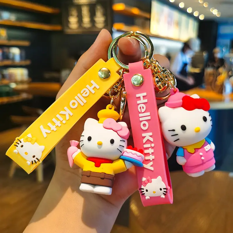 蝴蝶结kt卡通可爱猫咪钥匙扣挂饰公仔挂件书包创意汽车钥匙链