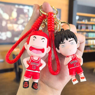 新款灌篮高手钥匙扣樱木花道流川枫立体公仔从创意汽车挂件娃娃机