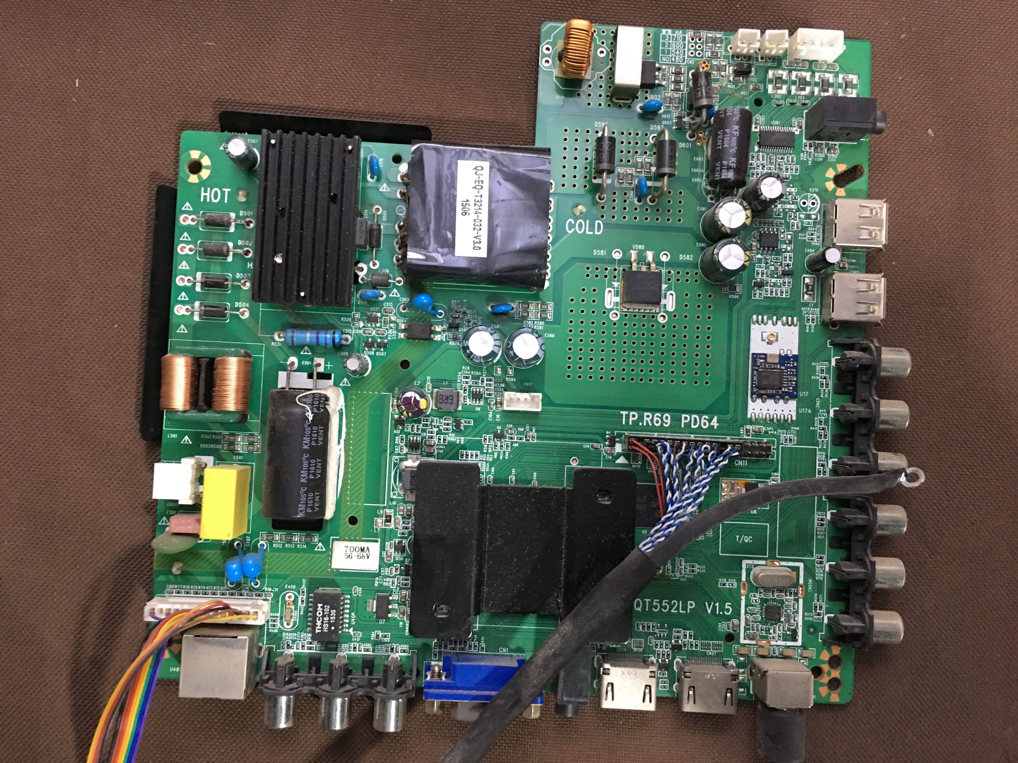 中韩4318主板TP.R69 PD64 QT552LP V1.5 屏TLB430DF10-0.5现货