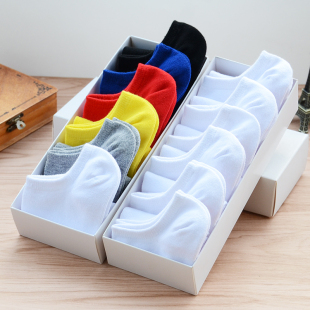 薄款 低帮短袜浅口娃子船袜夏季 低腰短筒袜 白色纯棉袜子男士 6双装