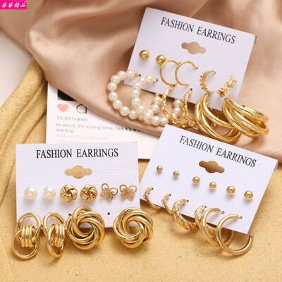 metal chain dangler set exaggerate butterfly earrings female