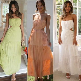 女装新款无袖长款大摆连衣裙Women's new sleeveless long dress