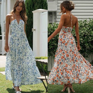 2024欧美风女装新款吊带长款连衣裙Women's new sling long dress