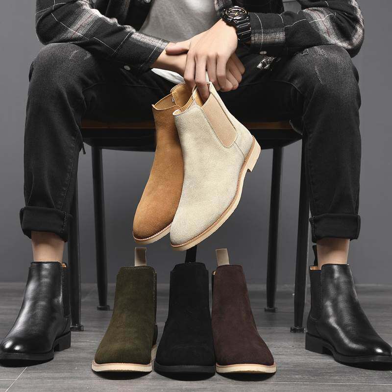 men leather martin Chelsea boots plus size warm shoes 45 46