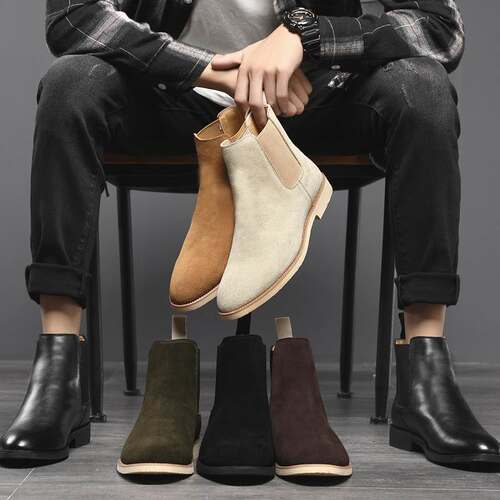 men leather martin Chelsea boots plus size warm shoes 45 46