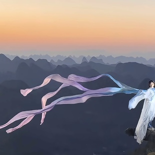 汉服披帛一梦惊鸿舞蹈配饰飘逸仿真丝古装超仙飘带敦煌飞天披帛