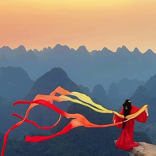 一梦惊鸿跳舞专用披肩飘带汉服无接缝披帛古典舞飘逸百搭拍照丝巾