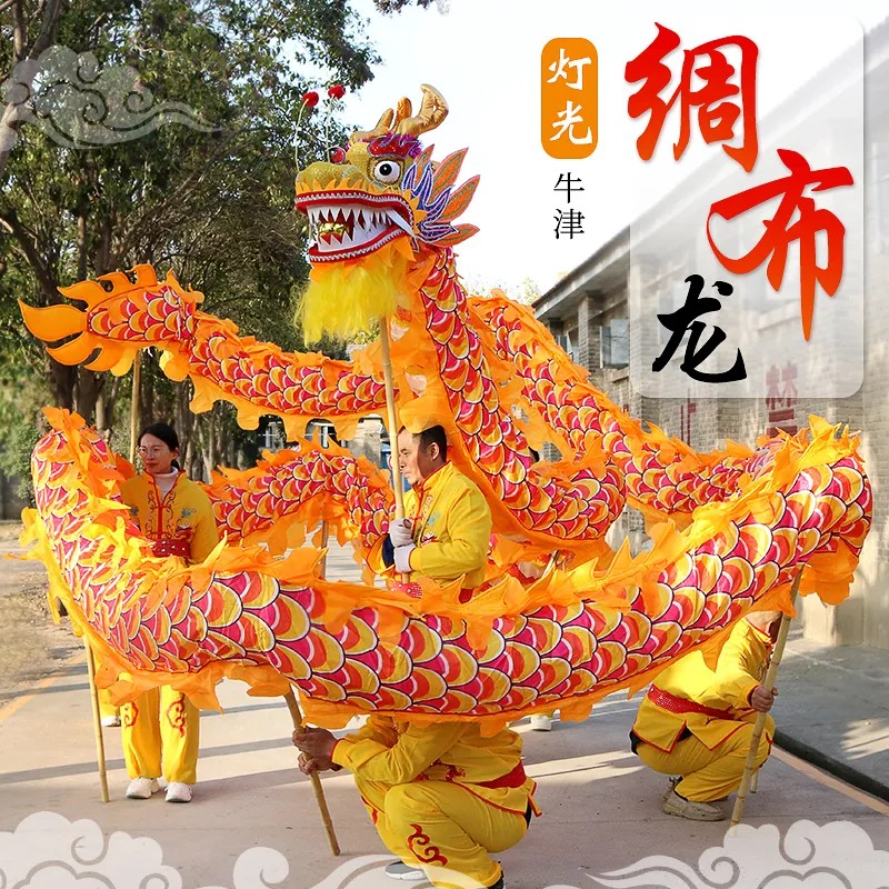 舞龙道具龙灯龙狮舞狮灯光龙九节烫金学生龙国标龙比赛龙绸缎布龙