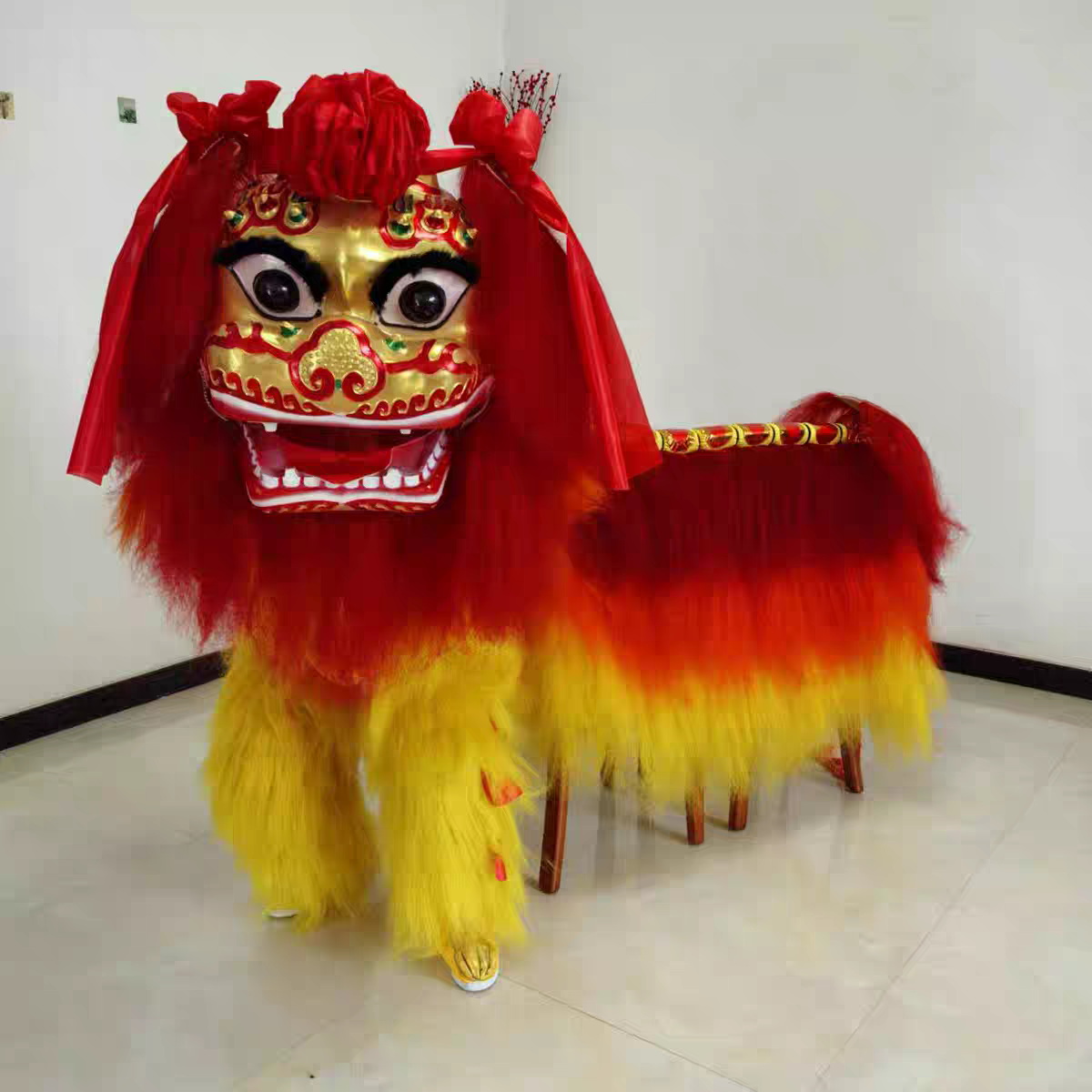 北狮牦牛毛金狮长毛双人舞狮笑脸狮子网红新年舞狮子全套舞龙道具