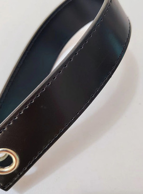 黑色PU皮带简约百搭地板砖样册提手带定做纯铜鸡眼手腕带