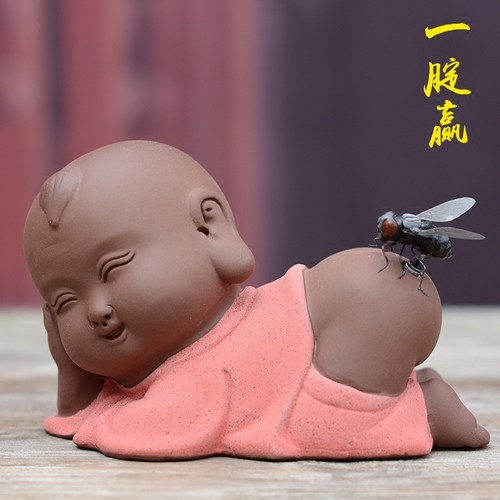紫砂可爱童趣苍蝇寓意一定赢摆件