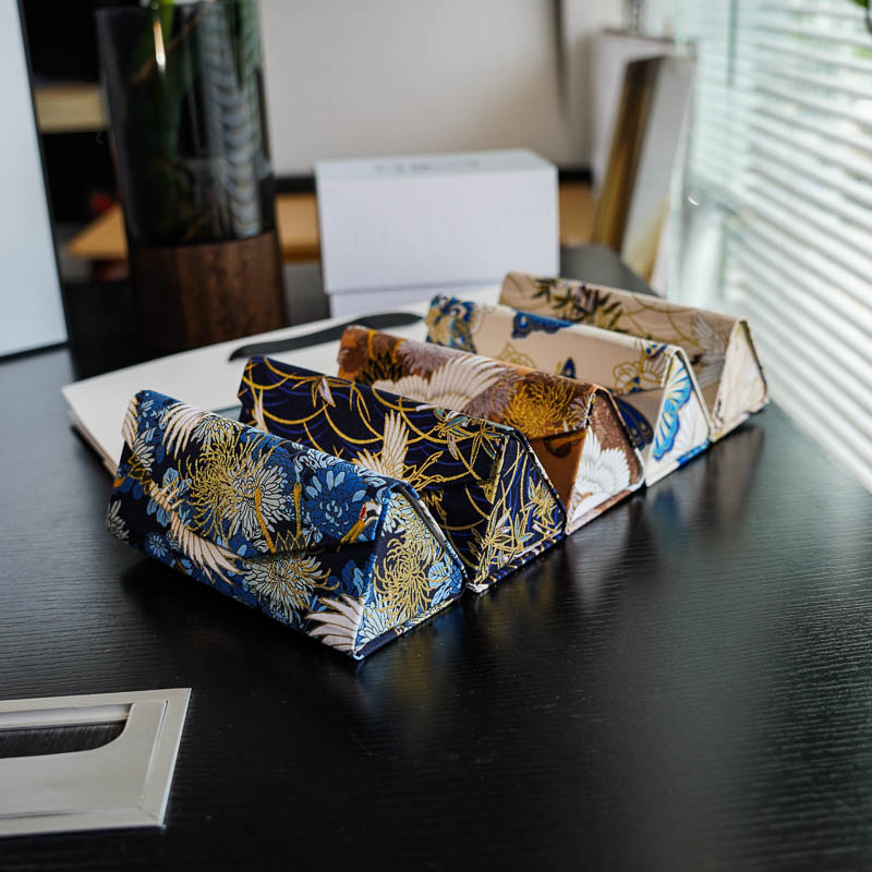 三角形折叠眼镜盒国风刺绣便携式