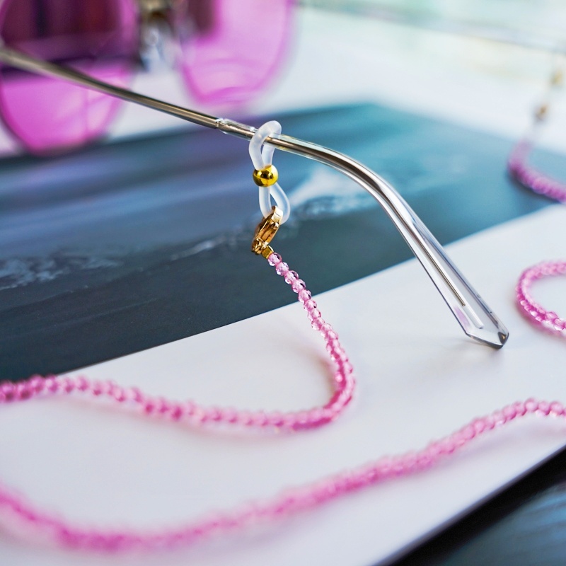 眼镜绳挂脖防掉时尚串珠眼镜链女挂脖网红复古链子墨镜挂件  粉色