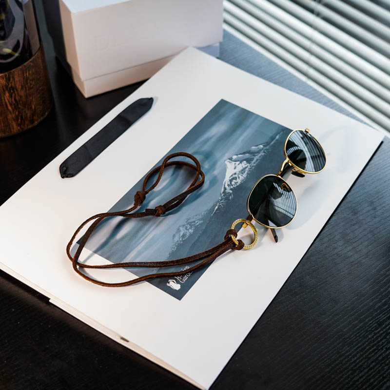 复古港风眼镜挂链男太阳镜墨镜链条女真皮项链墨镜挂绳眼镜链可调