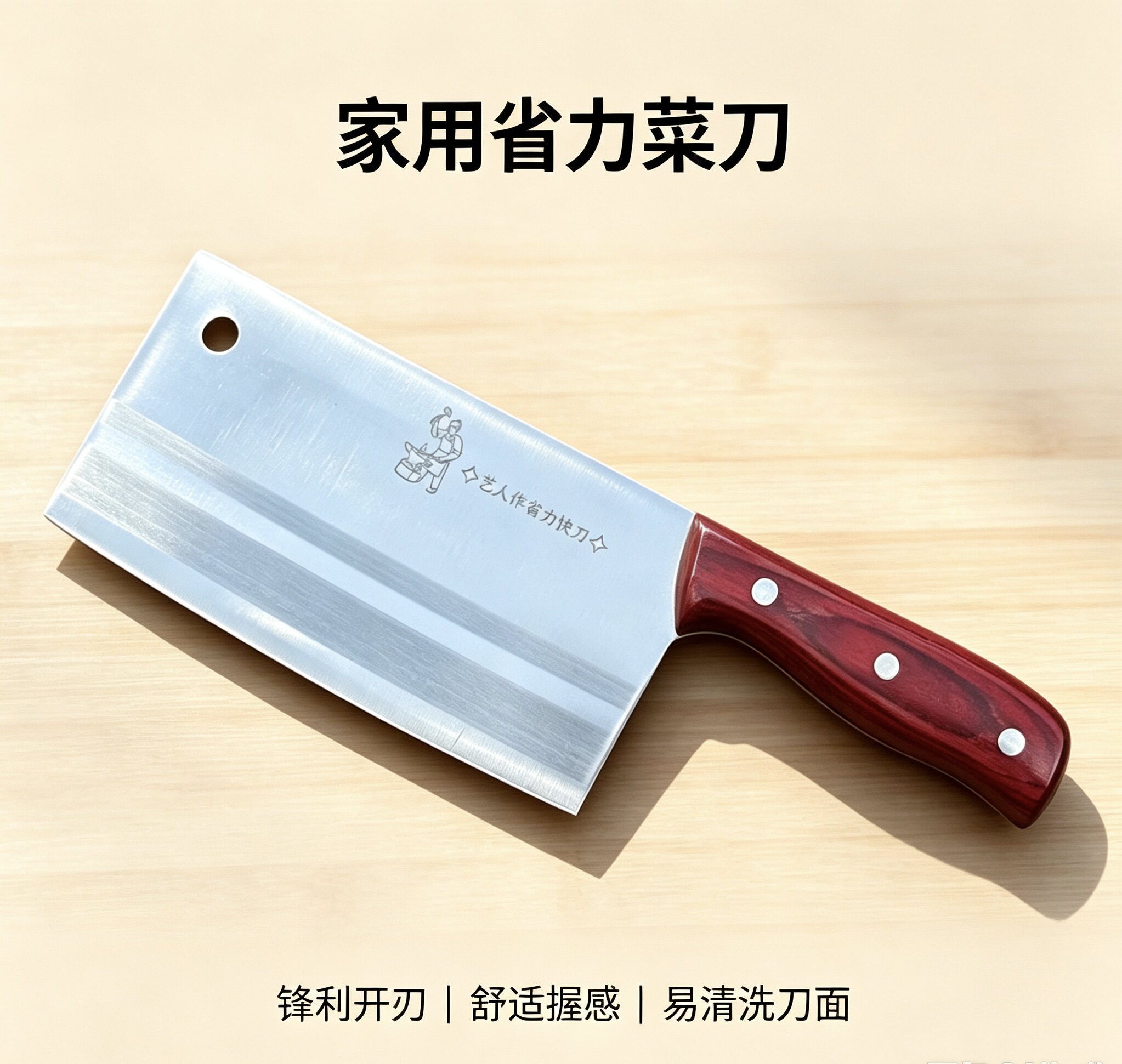 大足菜刀斩骨刀切片刀不锈钢夹柄刀厨房切肉切菜刀迷你圆柄小刀