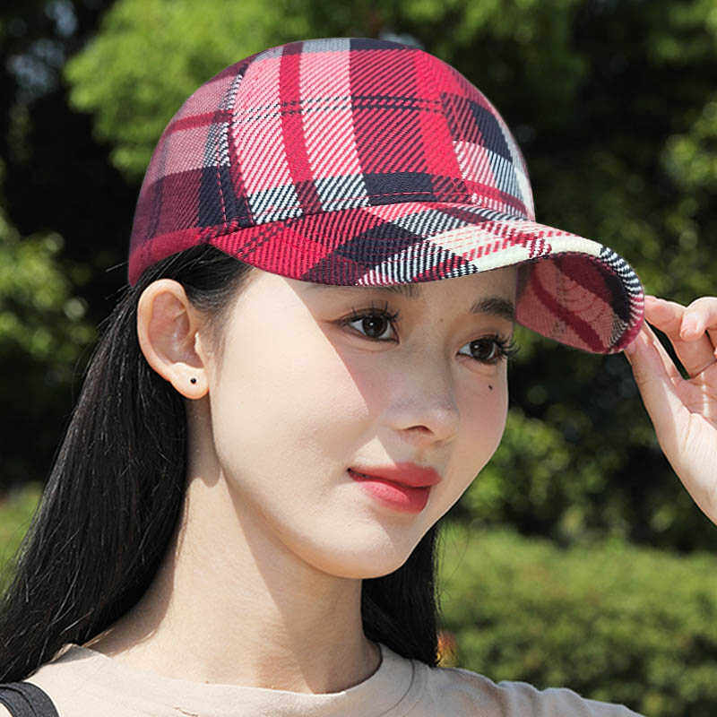 百搭格子鸭舌帽女户外时尚防晒遮阳帽24网红新款棒球帽男潮显脸小图片