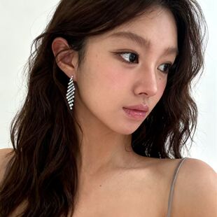 闪钻夸张银色耳钉女2026新款爆款耳坠新款小众设计感高级感耳饰品