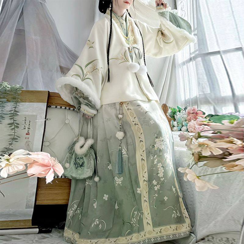 琉璃记汉服女冬款正品原创合领马面裙加绒加厚日常汉元素刺绣套装,女装/女士精品,汉服套装,淘宝优惠券,粉丝福利购,淘宝优惠卷