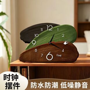 中古桌面摆件钟表绿色复古客厅挂钟艺术高级创意静音摆台式时钟画