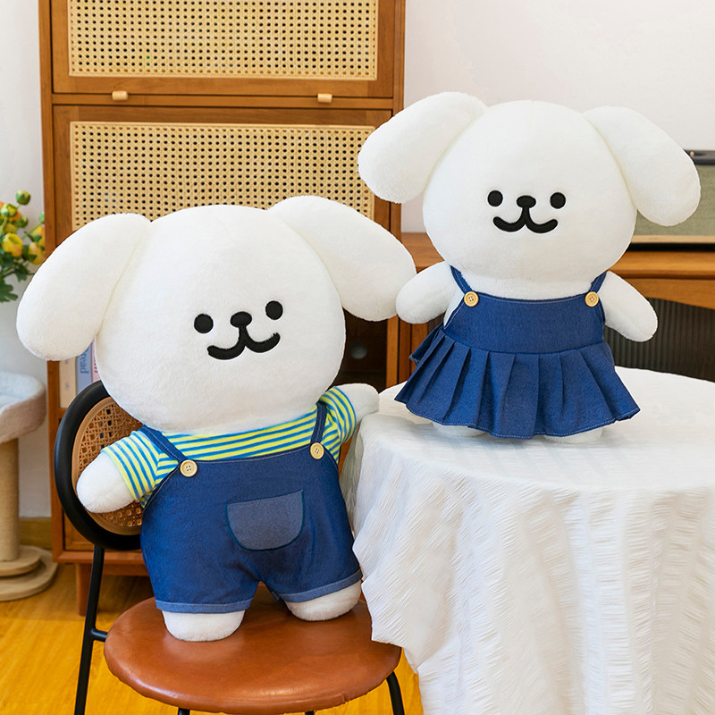 新款线条狗公仔毛绒玩具可爱情侣穿衣小狗超萌布娃娃玩偶儿童礼物