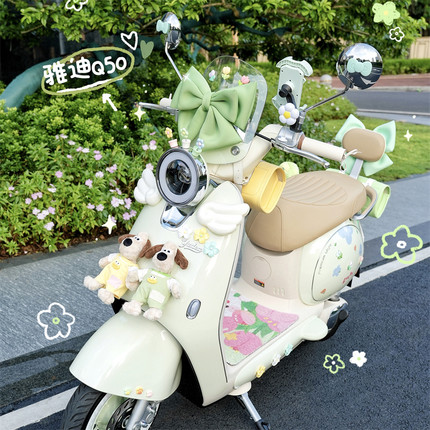 雅迪Q50电动车装饰仪表盘贴纸手机支架脚垫挂钩防水充电器包贴画
