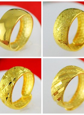 流星雨刻字欧币风男士仿黄金戒指