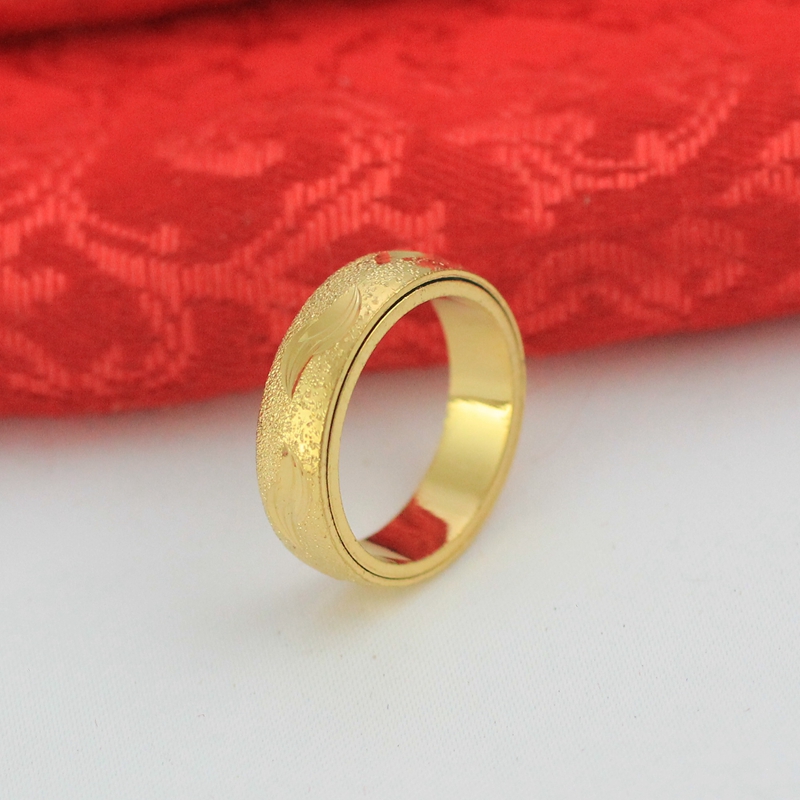 仿黄金时来运转戒指情侣结婚喜庆