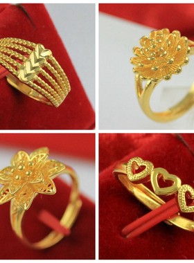 金满多爱心梅花女士镂空花朵戒指