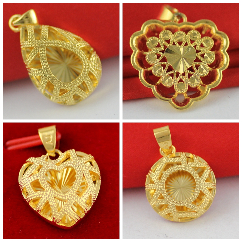 桃心现场加工水波链黄金色吊坠