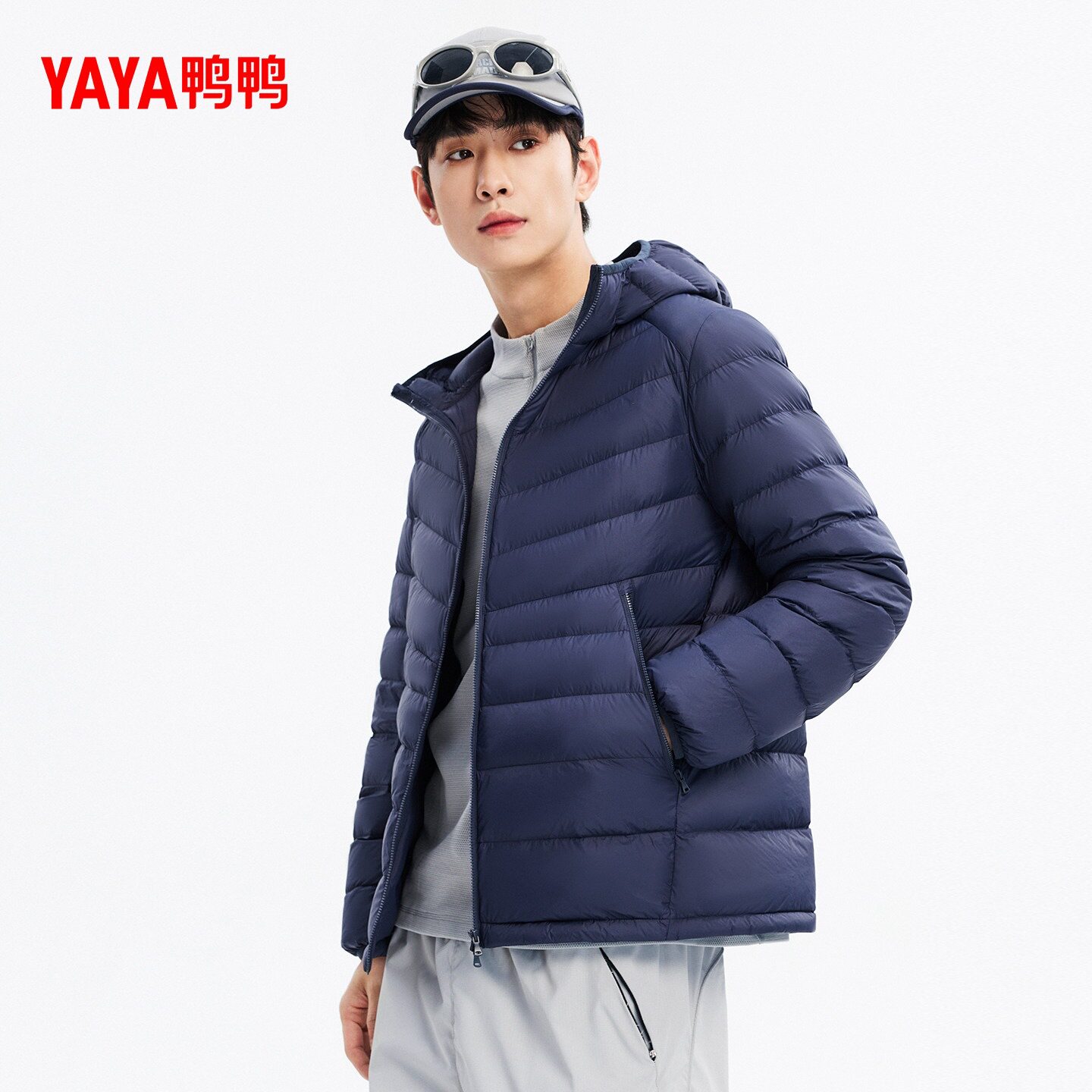 鸭鸭男士轻薄羽绒服2026年新款时尚百搭休闲连帽短款90鸭绒外套Y