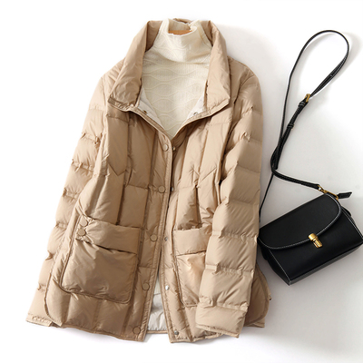 轻薄羽绒服短款立领纯色