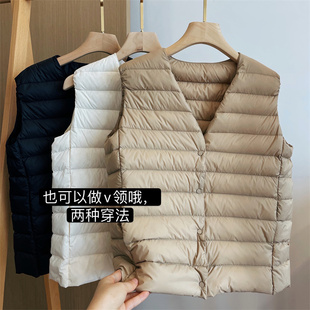 女装 轻奢重工高端牛货保暖外穿马夹羽绒白鹅绒背心马甲女秋冬新款