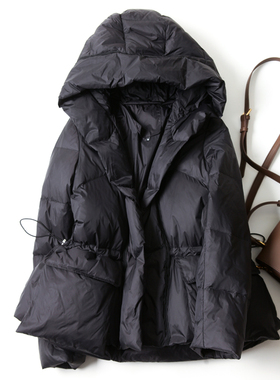 羽绒服2025年新款女小个子收腰时尚 工装风时髦休闲连帽面包服冬