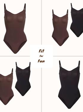 Fitforfun 塑身衣女收腹收腰skim*同款无痕美背吊带连体