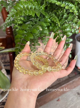 忍冬Honeysuckle 天然高品质柠檬晶串珠手链素圈黄水晶招财手串女