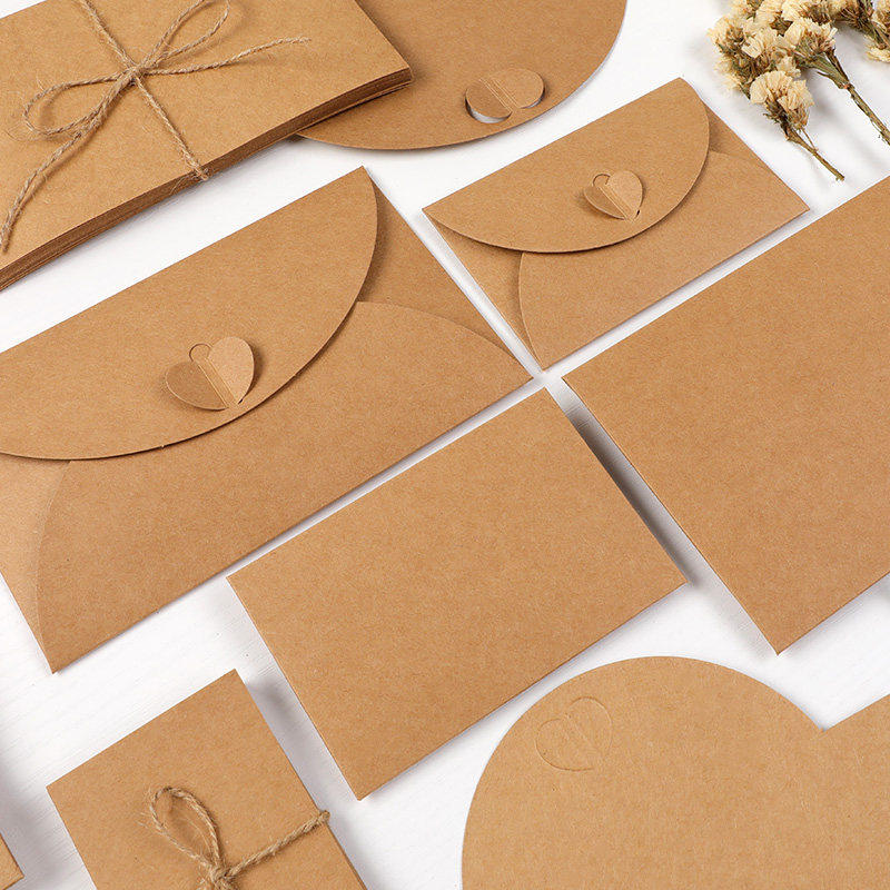 加厚300g牛皮纸信封复古小号爱心折叠创意diy情人节鲜花贺卡信封