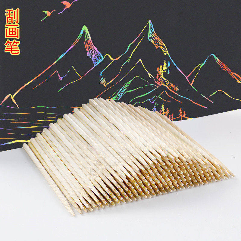 刮画笔刮画纸专用竹笔尖头刮蜡笔儿童画画竹签DIY刮画棒美术工具图片