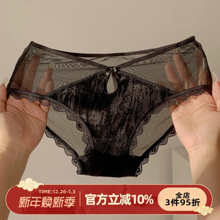 性感甜美女士三角裤 森日和叶纯欲风丝绒网拼接内裤 女2025新款